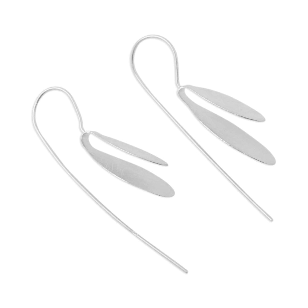 Handcrafted Modern Thai Sterling Silver Leaf Earrings - Fluttering Foliage
