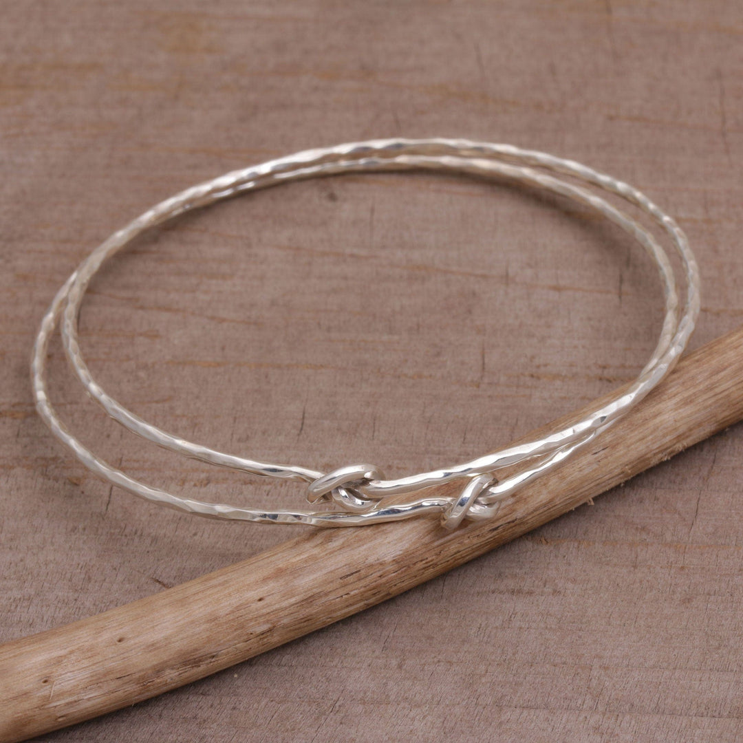 Pair of 925 Sterling Silver Bangle Bracelets from Bali - Why Knot