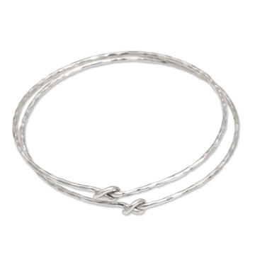 Pair of 925 Sterling Silver Bangle Bracelets from Bali - Why Knot