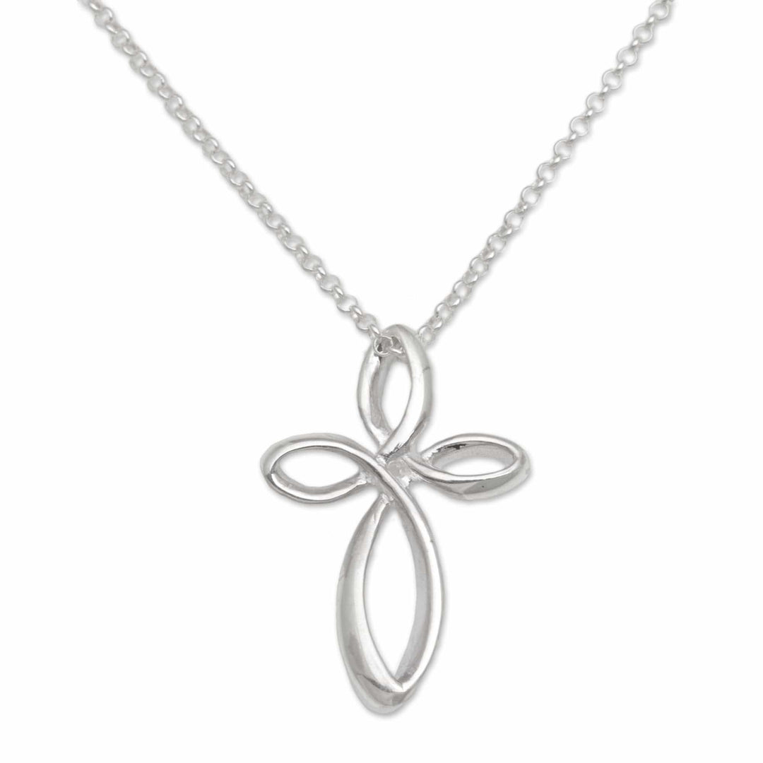 925 Sterling Silver Cross Pendant Necklace from Bali - Cross Loops