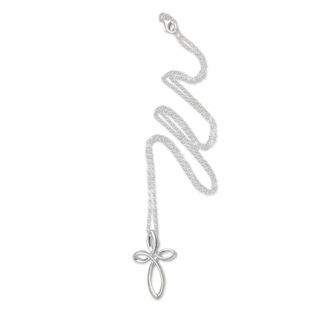 925 Sterling Silver Cross Pendant Necklace from Bali - Cross Loops