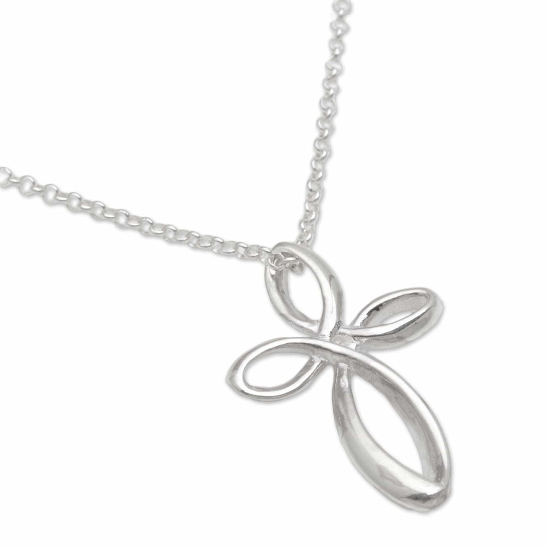925 Sterling Silver Cross Pendant Necklace from Bali - Cross Loops