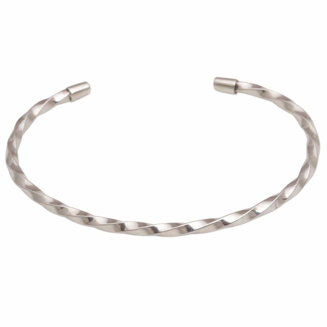 925 Sterling Silver Twisted Cuff Bracelet from Bali - Shimmering Twist