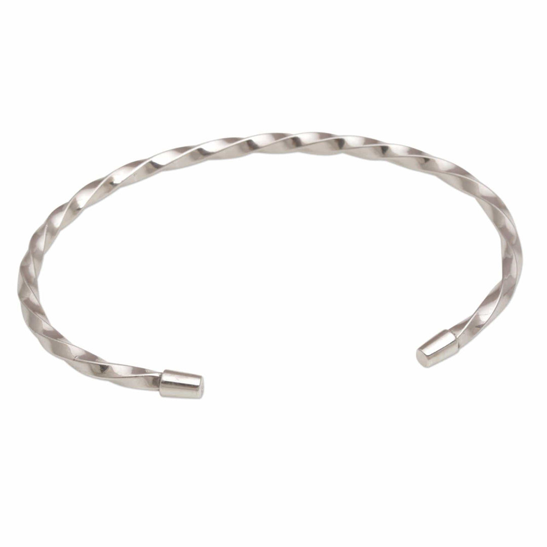 925 Sterling Silver Twisted Cuff Bracelet from Bali - Shimmering Twist