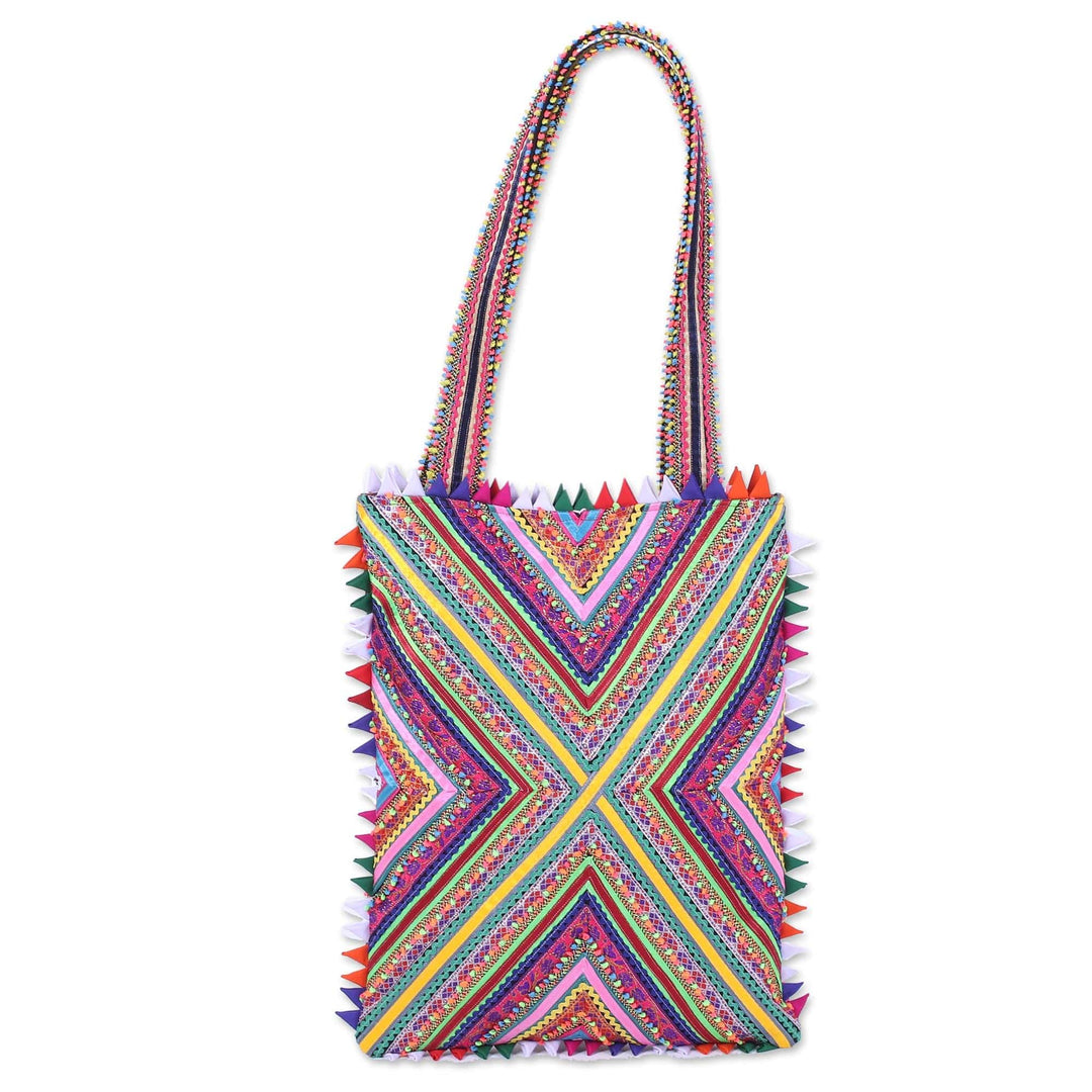 Handcrafted Rectangular Patchwork Shoulder Bag - Cross of Colors