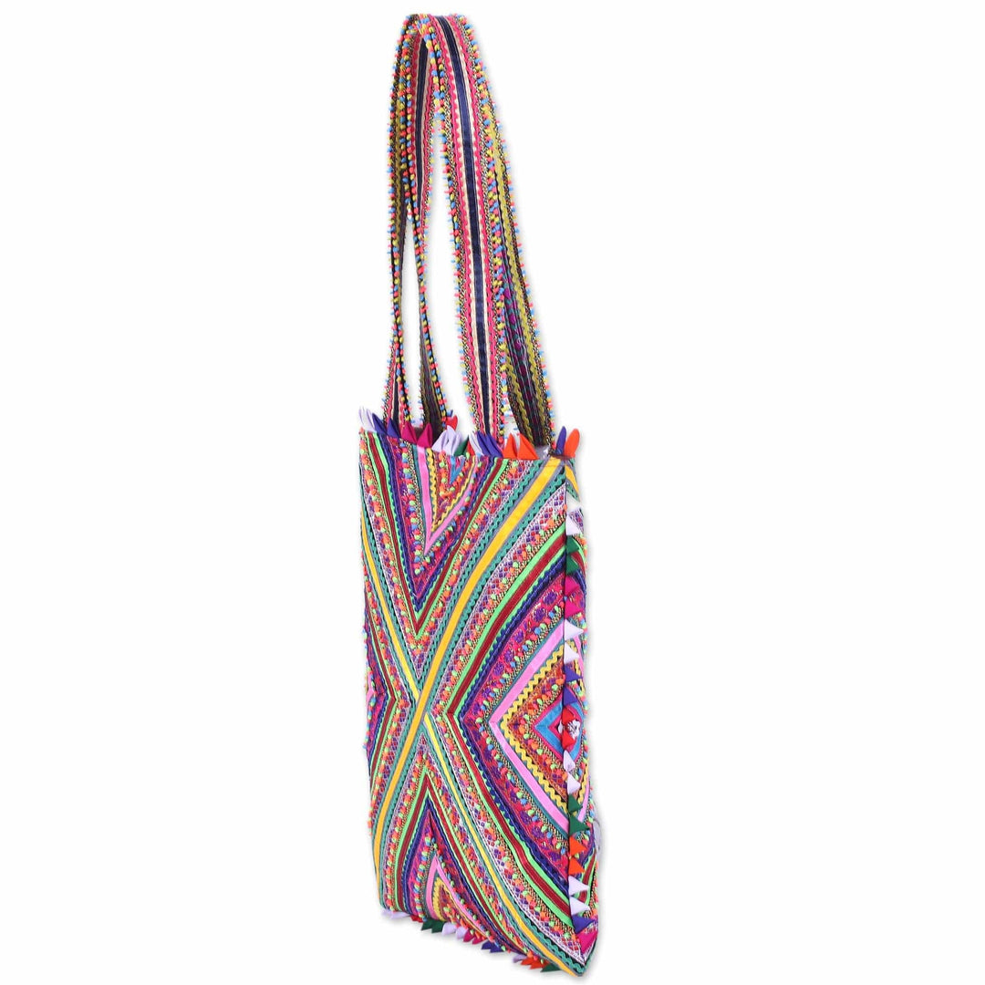 Handcrafted Rectangular Patchwork Shoulder Bag - Cross of Colors