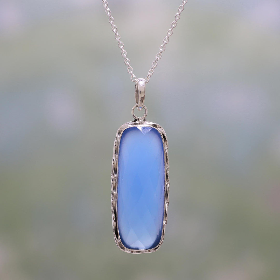 Blue Chalcedony and Sterling Silver Pendant Necklace - Sea of Blue