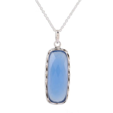 Blue Chalcedony and Sterling Silver Pendant Necklace - Sea of Blue