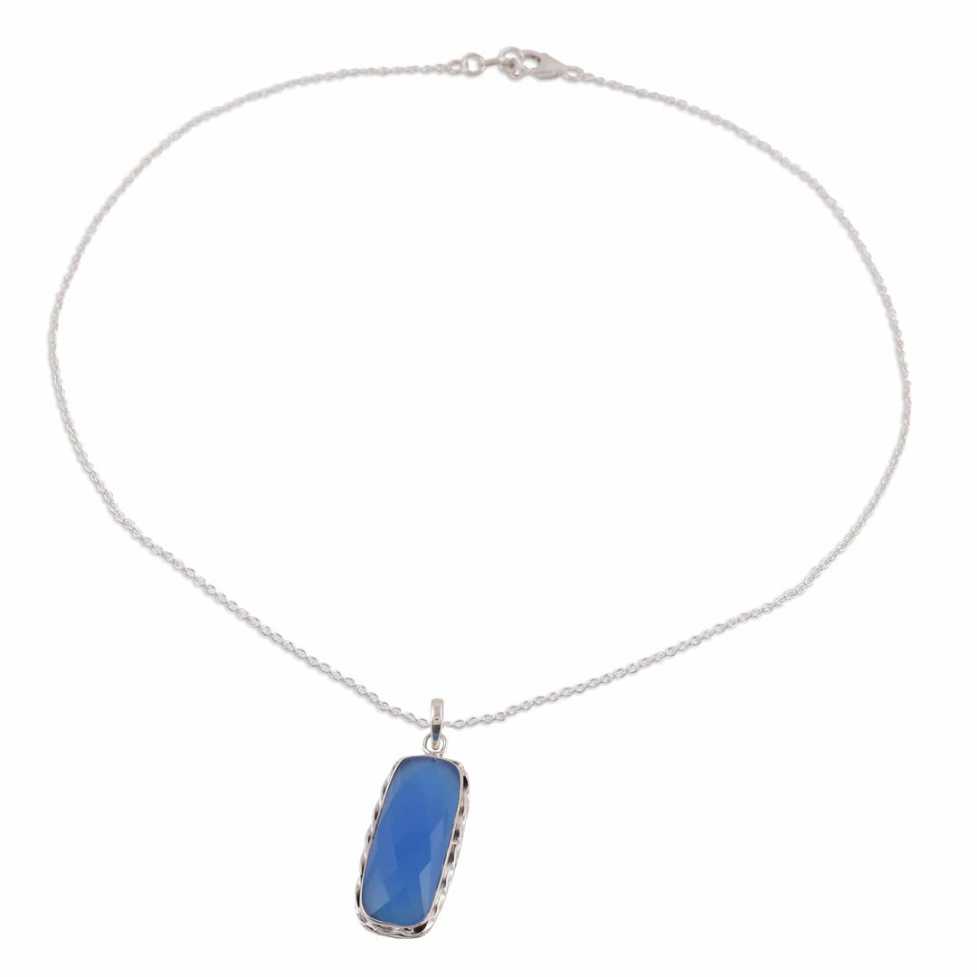 Blue Chalcedony and Sterling Silver Pendant Necklace - Sea of Blue