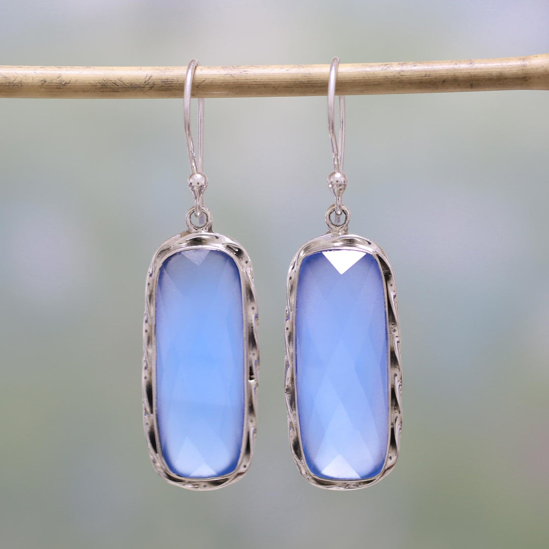 Blue Chalcedony and Sterling Silver Dangle Earrings - Sea of Blue