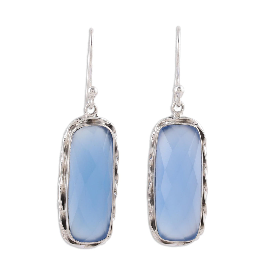 Blue Chalcedony and Sterling Silver Dangle Earrings - Sea of Blue