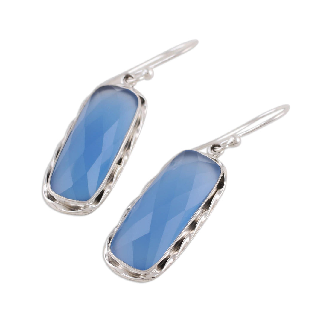 Blue Chalcedony and Sterling Silver Dangle Earrings - Sea of Blue