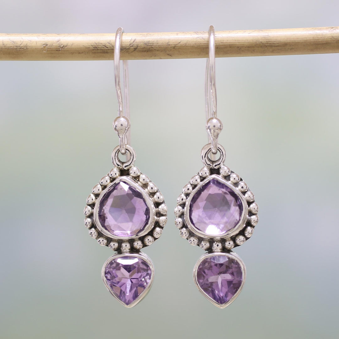 Amethyst and Sterling Silver Dangle Earrings - Lovely Radiance