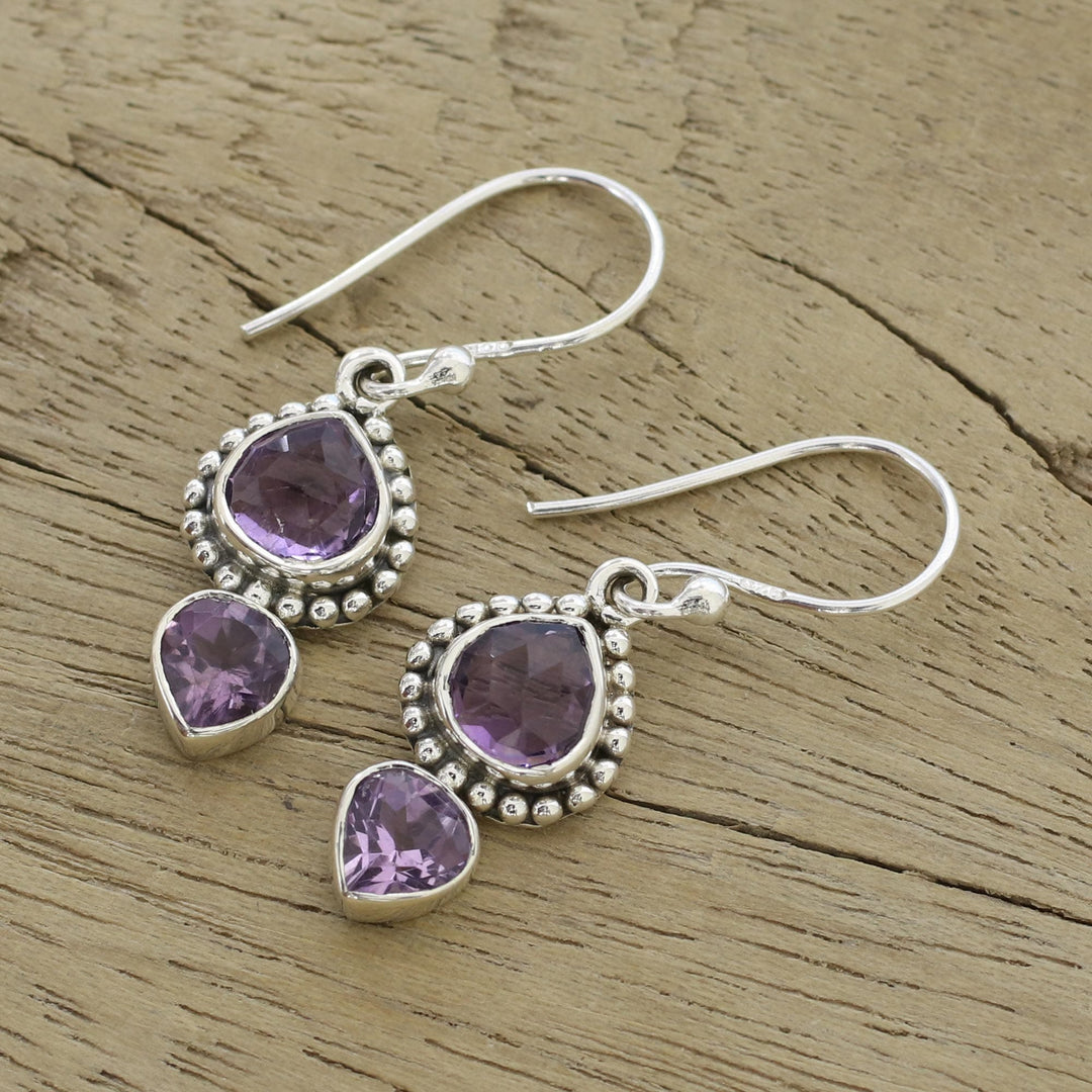 Amethyst and Sterling Silver Dangle Earrings - Lovely Radiance