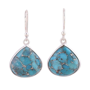 Sterling Silver and Composite Turquoise Earrings from India - Dancing Soul