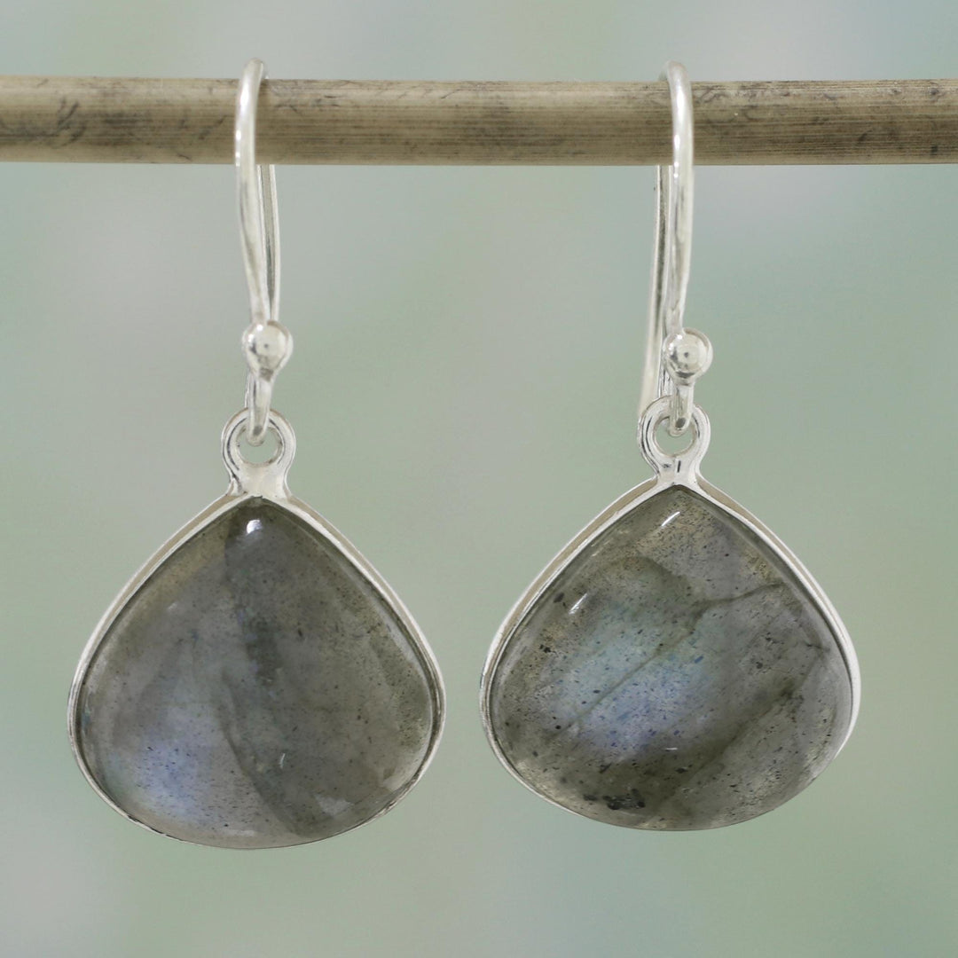 Labradorite and Sterling Silver Dangle Earrings from India - Dancing Soul