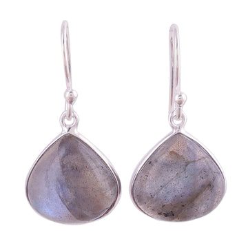 Labradorite and Sterling Silver Dangle Earrings from India - Dancing Soul