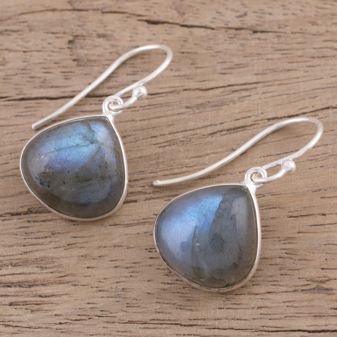Labradorite and Sterling Silver Dangle Earrings from India - Dancing Soul