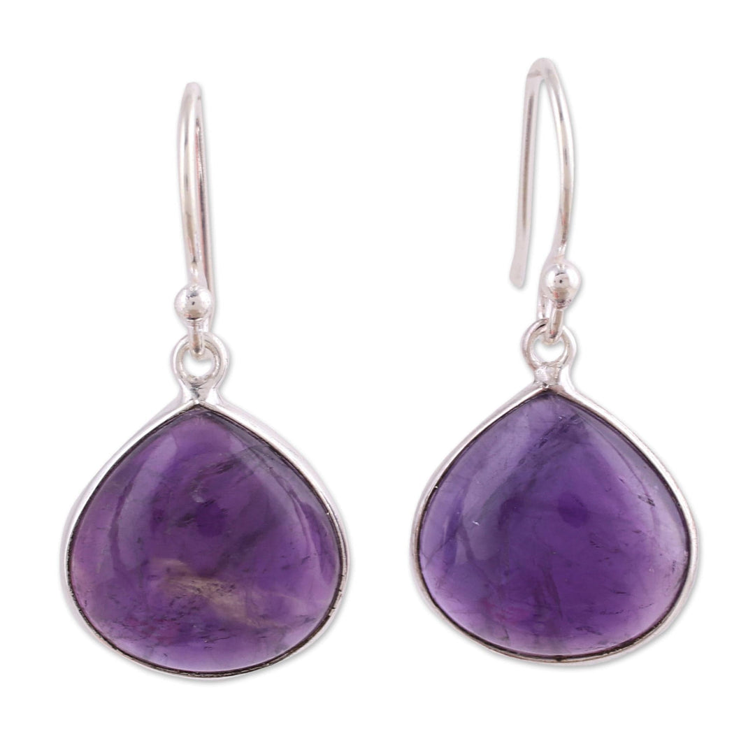 Amethyst and Sterling Silver Dangle Earrings from India - Dancing Soul