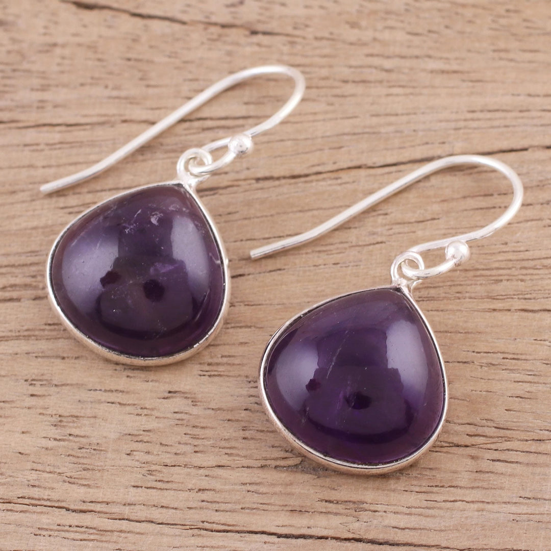 Amethyst and Sterling Silver Dangle Earrings from India - Dancing Soul