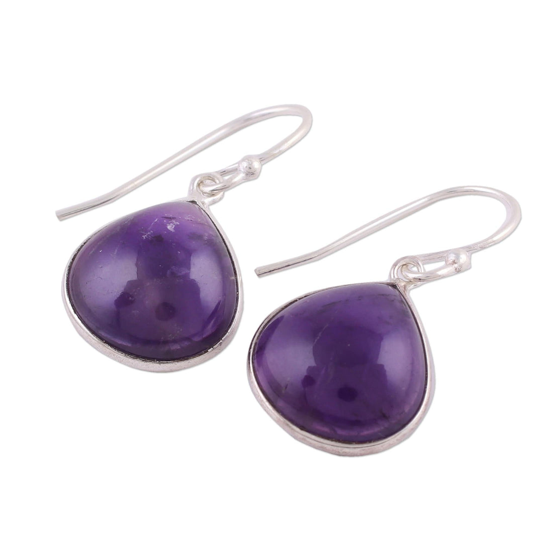Amethyst and Sterling Silver Dangle Earrings from India - Dancing Soul