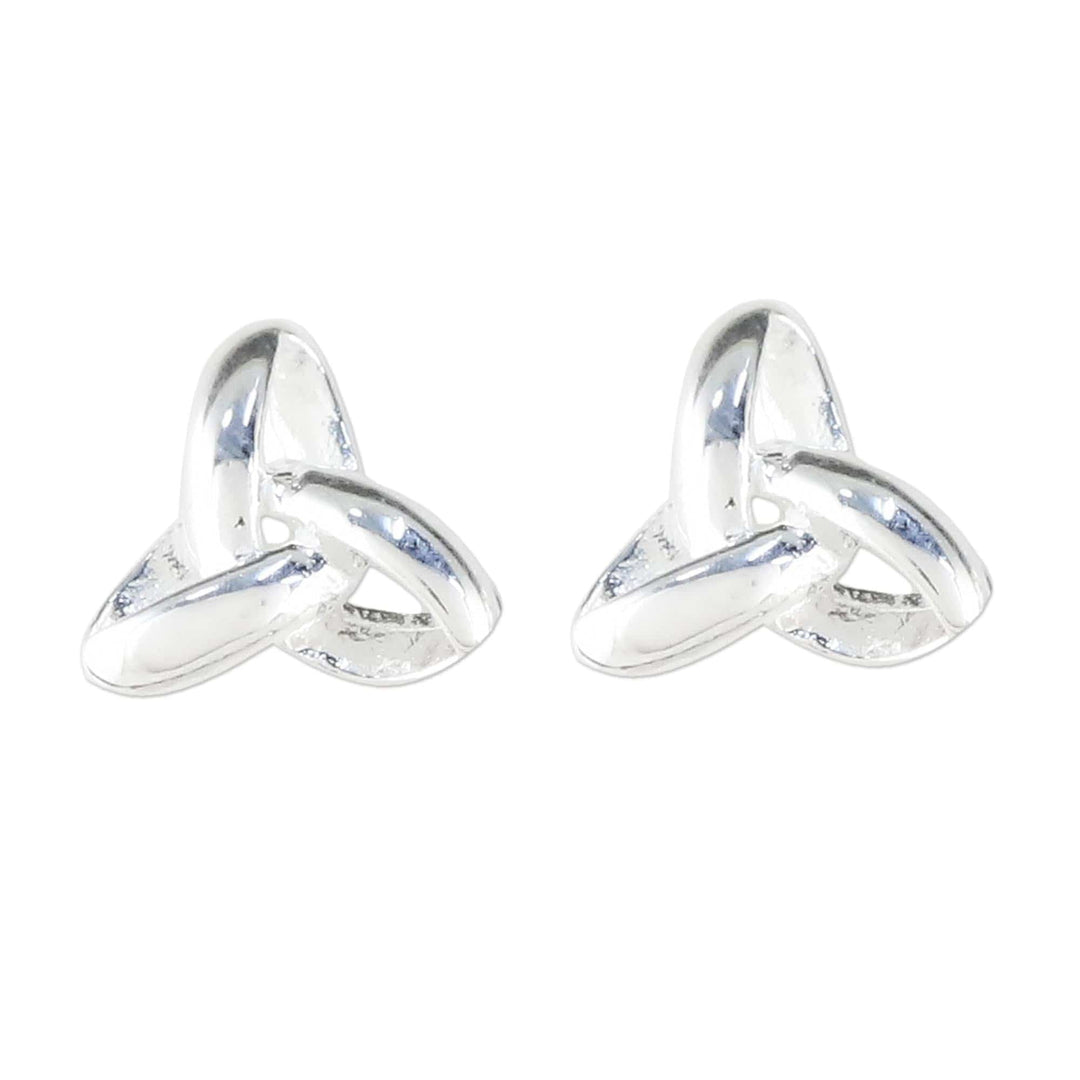 Handcrafted Sterling Silver Stud Earrings from Thailand - Silver Trinity
