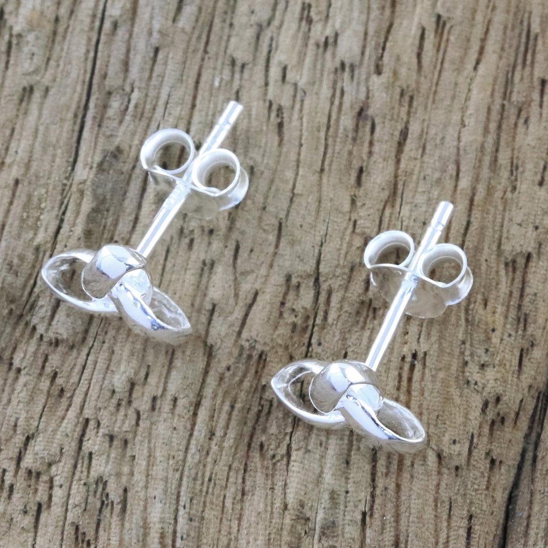 Handcrafted Sterling Silver Stud Earrings from Thailand - Silver Trinity