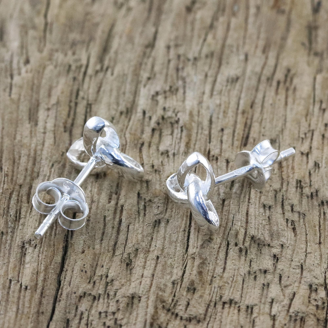 Handcrafted Sterling Silver Stud Earrings from Thailand - Silver Trinity