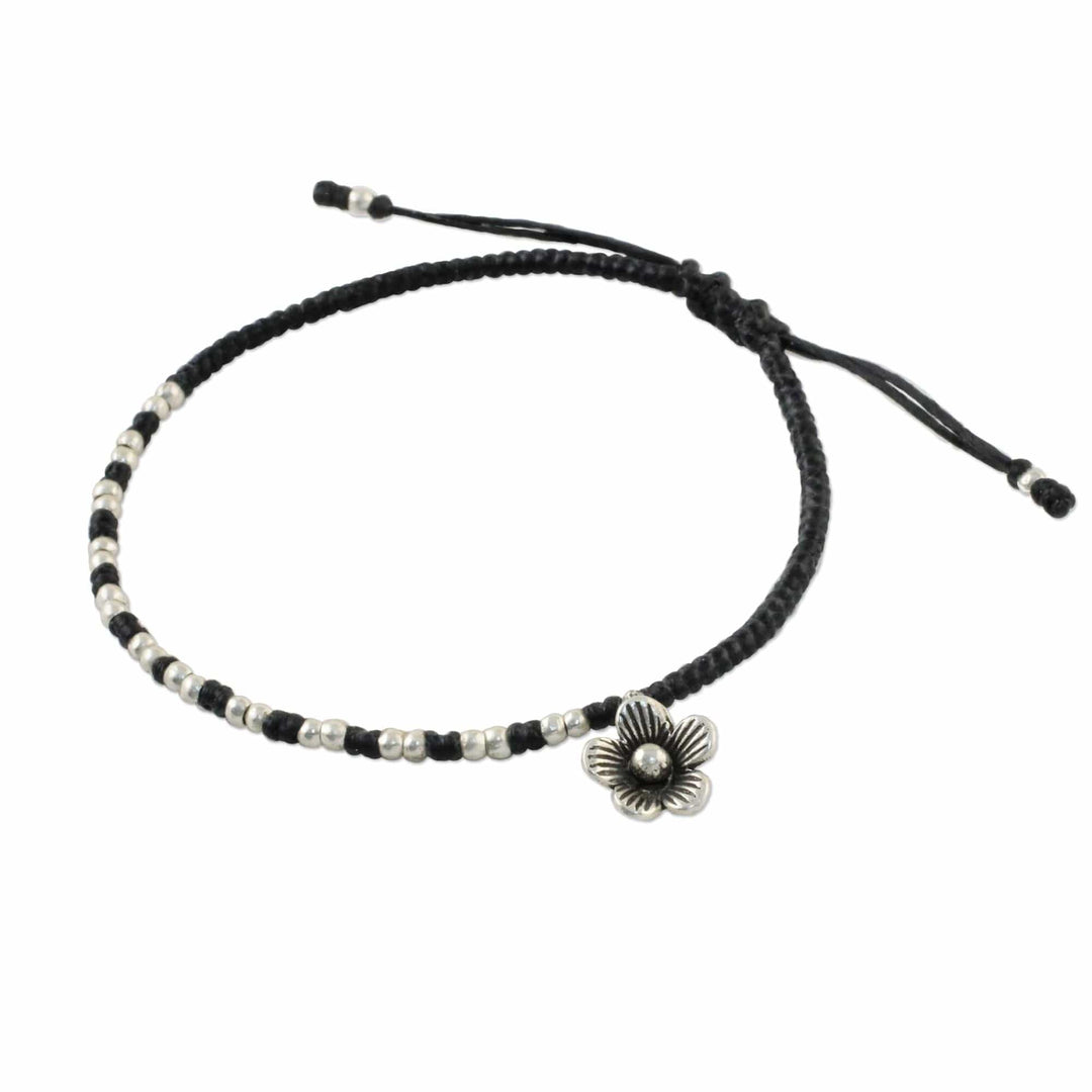 Karen Silver Beaded Floral Bracelet from Thailand - Lovely Flower