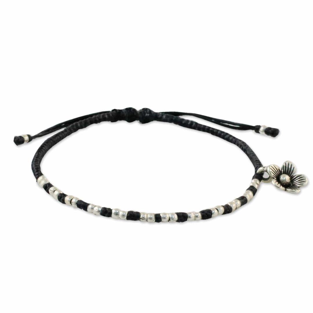 Karen Silver Beaded Floral Bracelet from Thailand - Lovely Flower