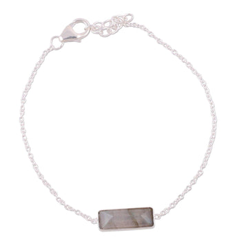 Labradorite and 925 Silver Pendant Bracelet from India - Elegant Prism