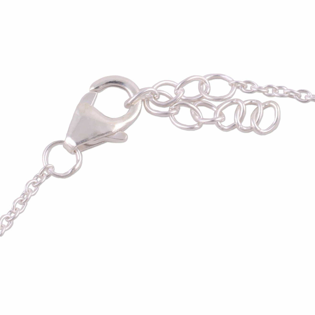 Labradorite and 925 Silver Pendant Bracelet from India - Elegant Prism