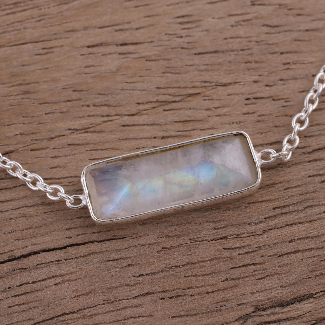 Rainbow Moonstone Pendant Bracelet - Elegant Prism