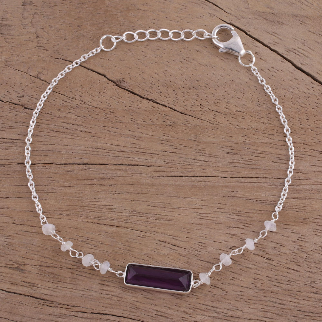 Amethyst and Rainbow Moonstone Pendant Bracelet - Magical Prism