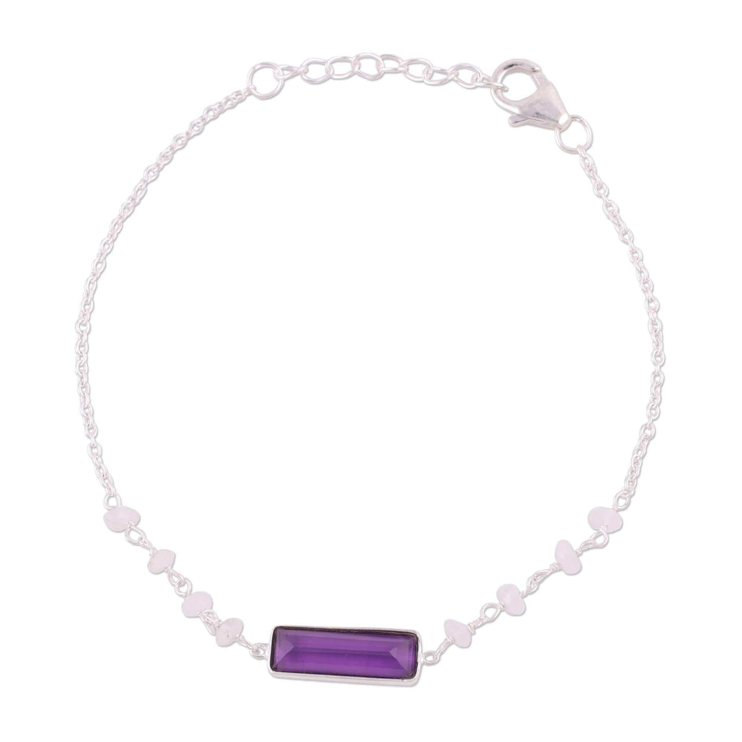 Amethyst and Rainbow Moonstone Pendant Bracelet - Magical Prism