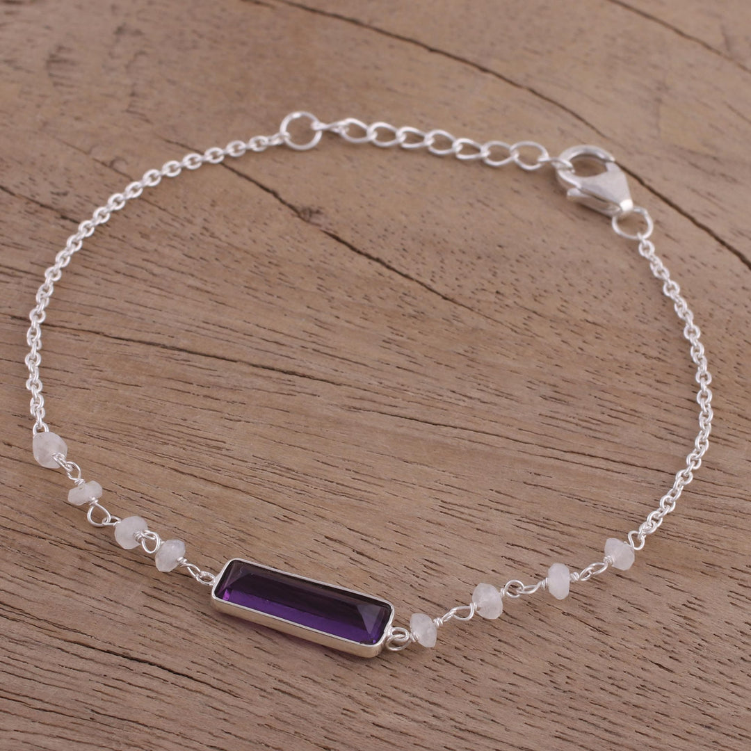 Amethyst and Rainbow Moonstone Pendant Bracelet - Magical Prism