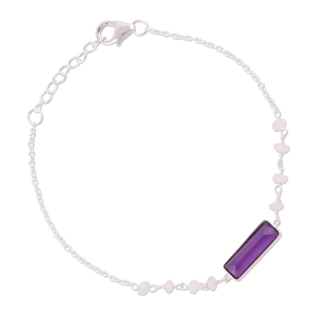 Amethyst and Rainbow Moonstone Pendant Bracelet - Magical Prism
