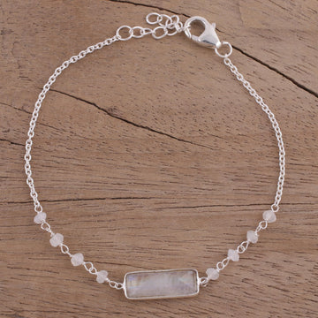 Rainbow Moonstone Beaded Pendant Bracelet from India - Magical Prism