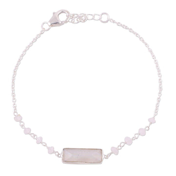 Rainbow Moonstone Beaded Pendant Bracelet from India - Magical Prism