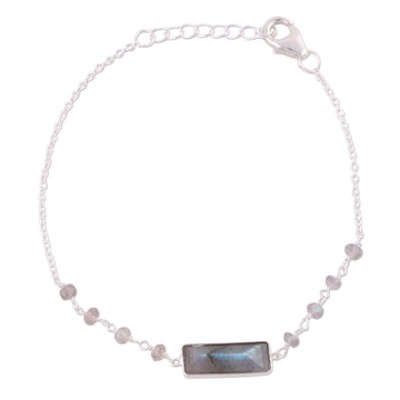 Labradorite Beaded Pendant Bracelet from India - Magical Prism