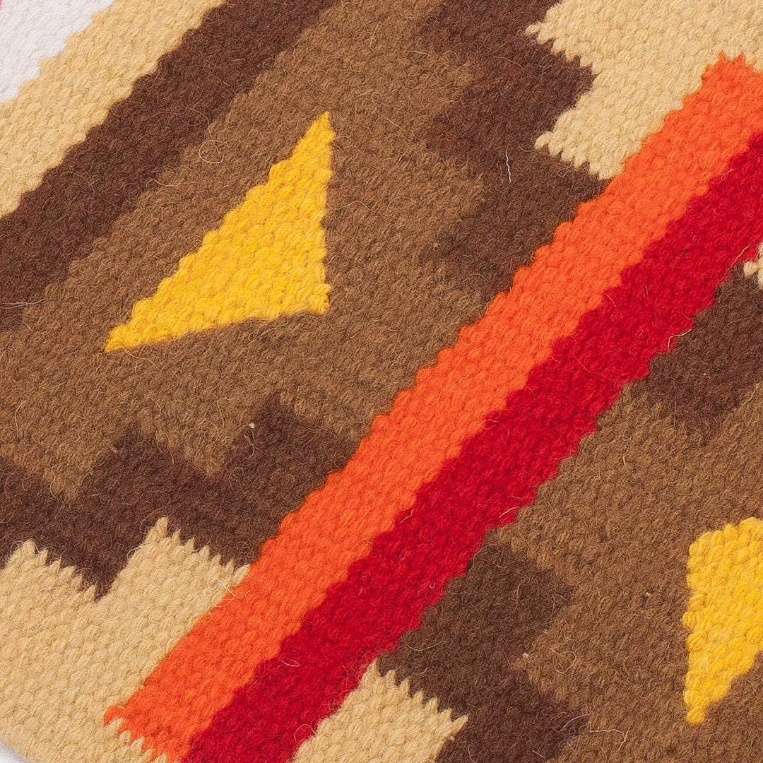 Handwoven Wool Blend Table Runner with Geometric Motifs - Style of the Andes