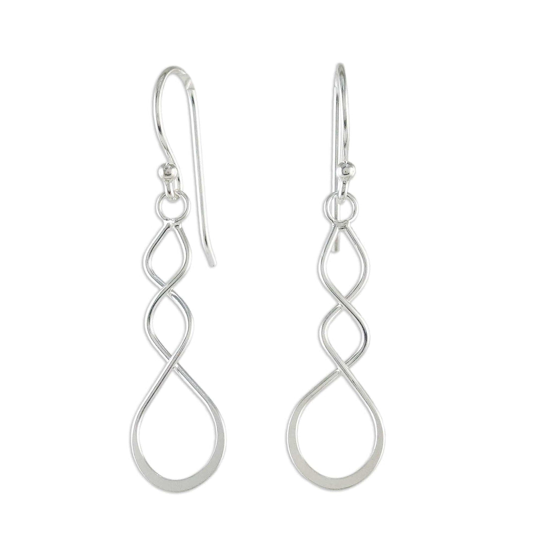 Sterling Silver Twisting Dangle Earrings from Thailand - Droplet Twist