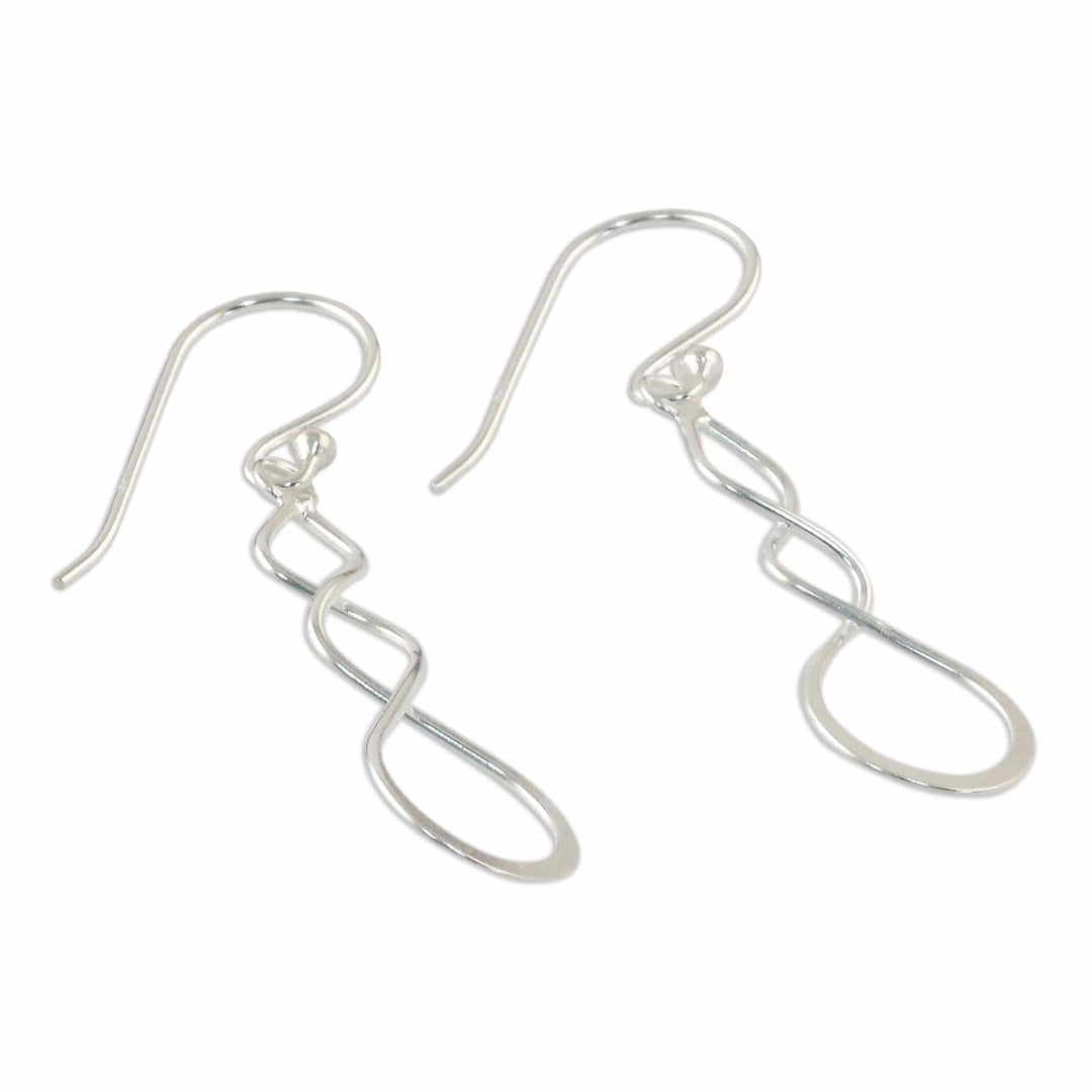 Sterling Silver Twisting Dangle Earrings from Thailand - Droplet Twist