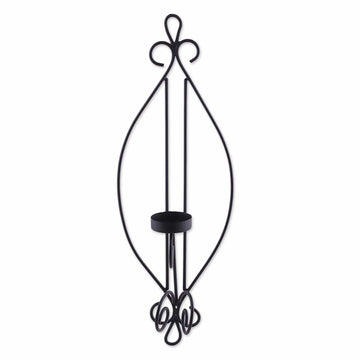 Handcrafted Black Wrought Iron Tealight Wall Sconce - Illuminating Beauty