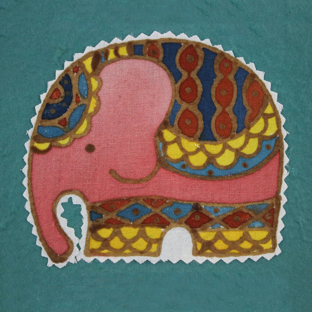 Four Cotton and Paper Elephant Greeting Cards from Thailand - Friendly Elephants