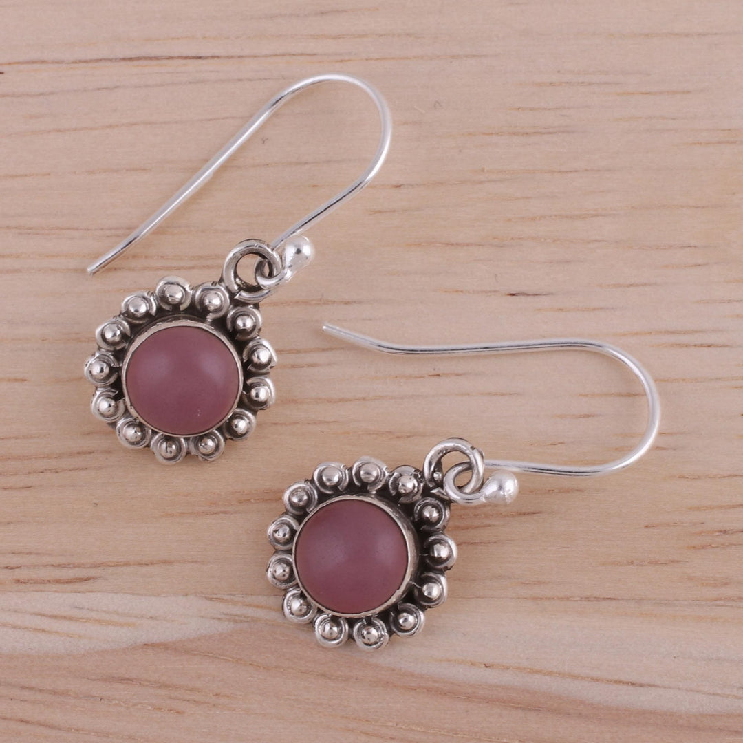 Pink Chalcedony and Sterling Silver Floral Dangle Earrings - Pink Appeal