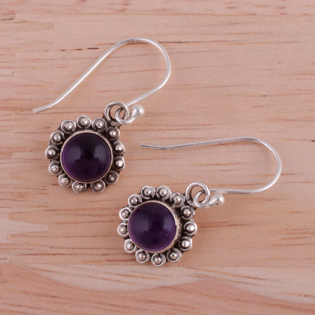 Indian Amethyst and Sterling Silver Floral Dangle Earrings - Purple Appeal