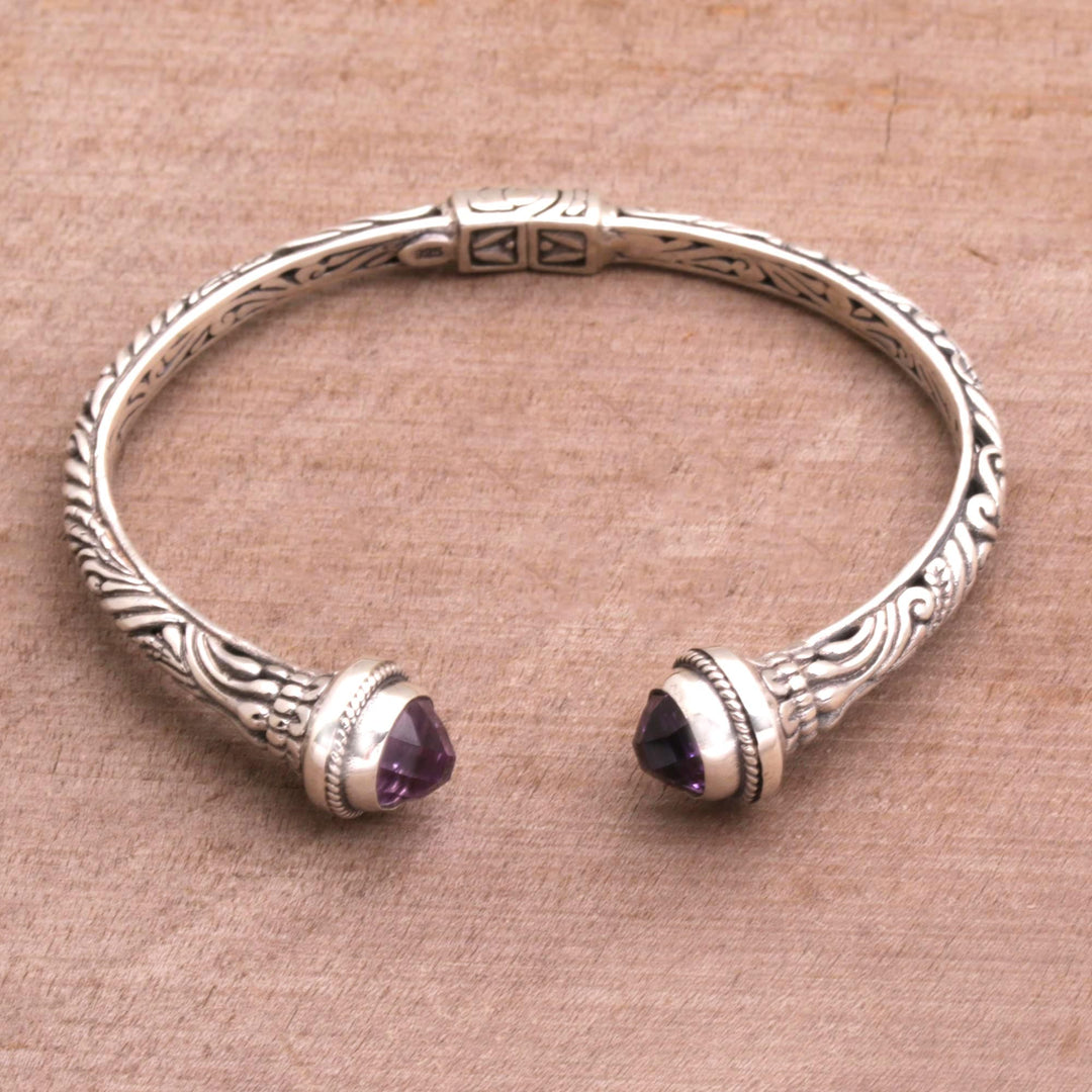 Amethyst and 925 Silver Swirling Cuff Bracelet from Bal - Amethyst Memory