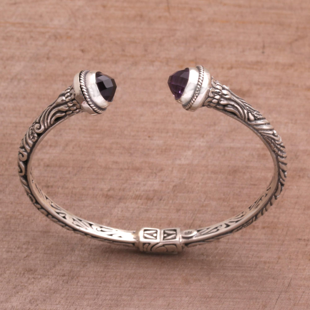 Amethyst and 925 Silver Swirling Cuff Bracelet from Bal - Amethyst Memory