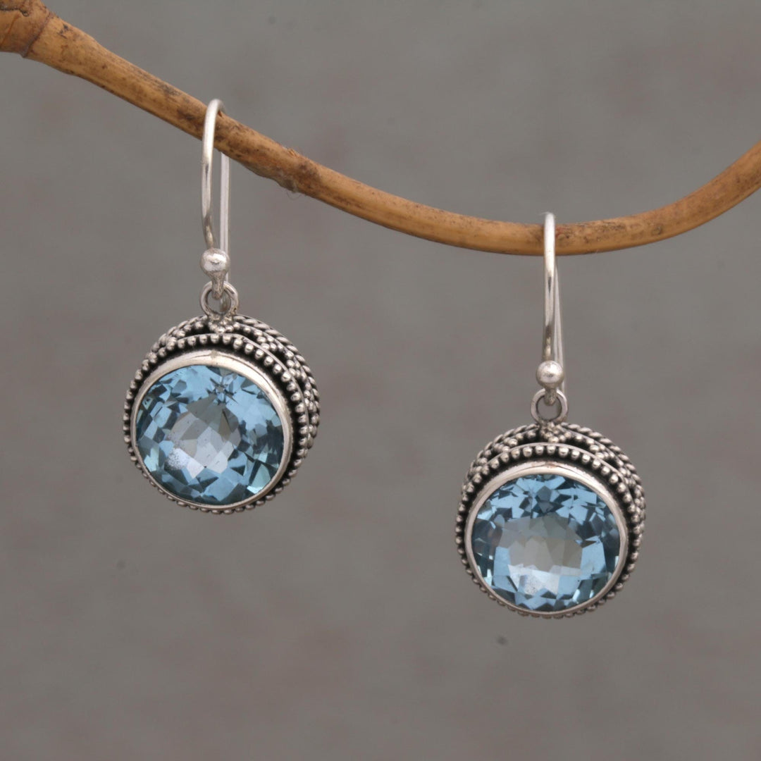 Handcrafted Blue Topaz and Sterling Silver Dangle Earrings - Sparkling Haven